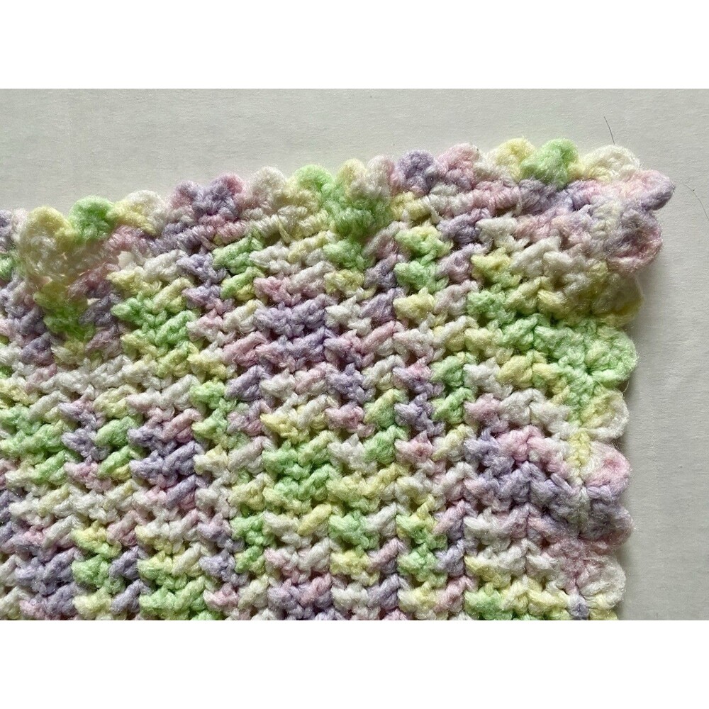 Beautiful New Handmade Crochet Baby Blanket/Afghan Lavender Mint Green 42x42 - Picture 4 of 5